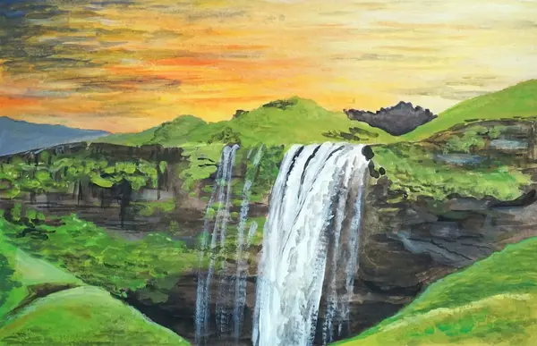 Wasserfall Gouache